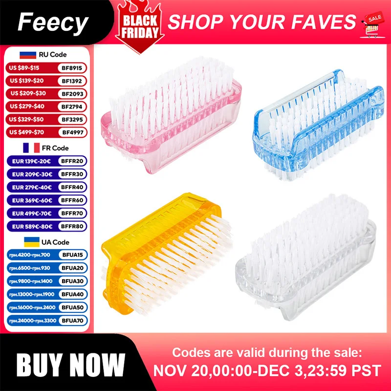 

10/20/30/50Pcs Plastic Nail Dust Powder Cleaning Brush Double Sided Hand Fingernail Toes Scrubbing Brush Cleaner Pedicure Scrub