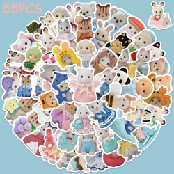 55pcs Cartoon Cute Doll Rabbit Bear Dogs Stickers For Laptop Luggage Skateboard Scrapbook Phone Fridge Kids Toy Decals Stickers