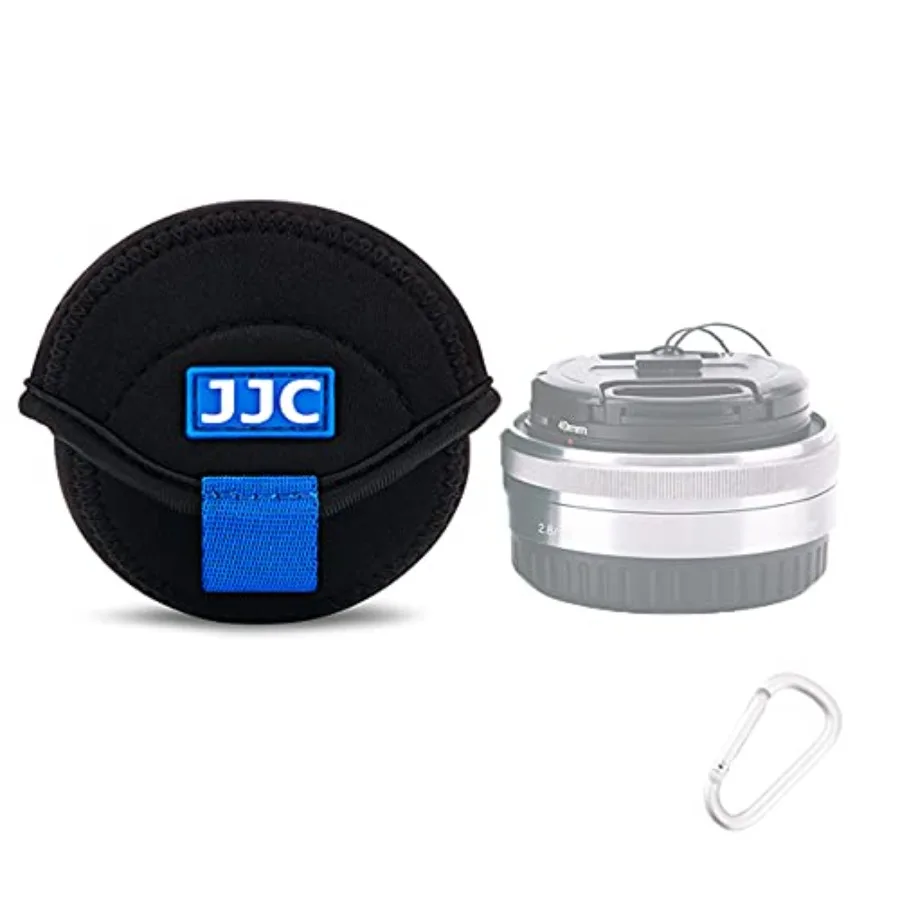 Water Resistant Neoprene Camera Lens Pouch Case, Fold-Over Lens Bag for Mirrorless Lenses Up to 2.4 x 1.6 D X H for Canon EF-M