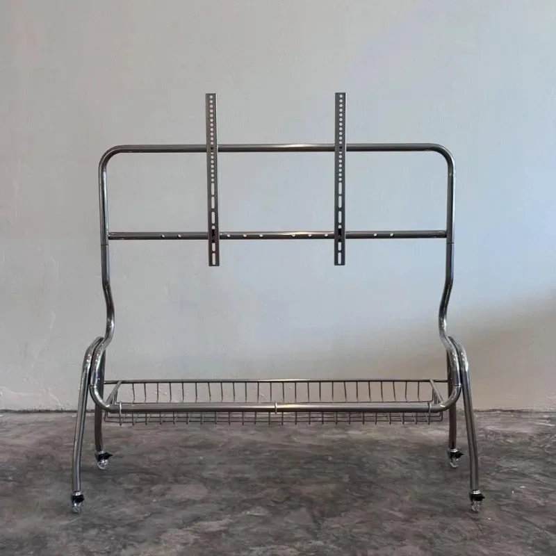 Home Nordic TV Stands Multifunctional Stainless Steel Rolling TV Stand with Storage for Various Spaces Living Room Furniture
