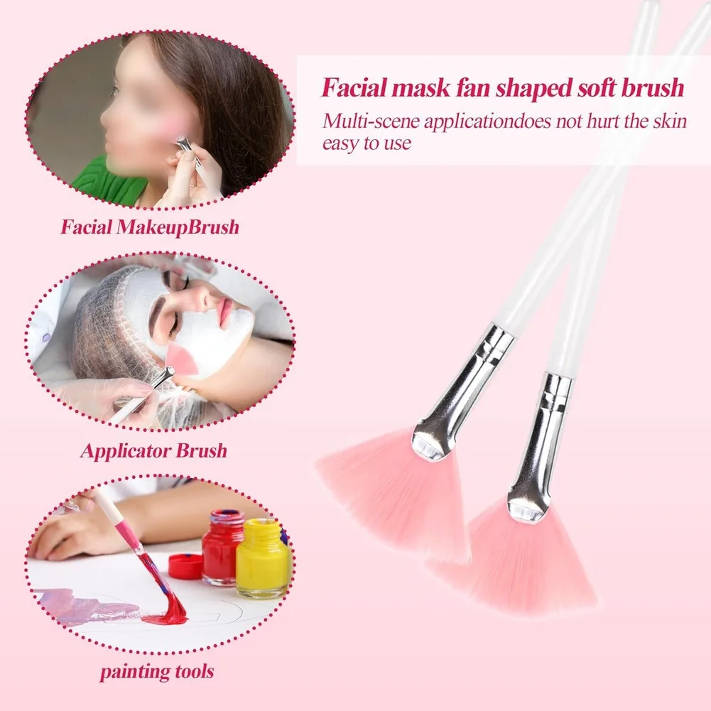 Set of 9 Facial Mask Application Tools with Stainless Steel Containers and Soft Bristle Brushes for Even Coverage