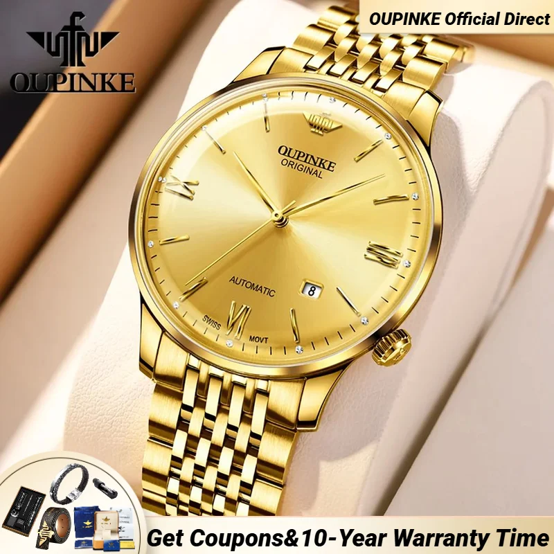 OUPINKE 100% Swiss Certification Automatic Mechanical Watch for Men 7.3mm Dial High-end Wristwatch  TOP Luxury Brand Watches Man