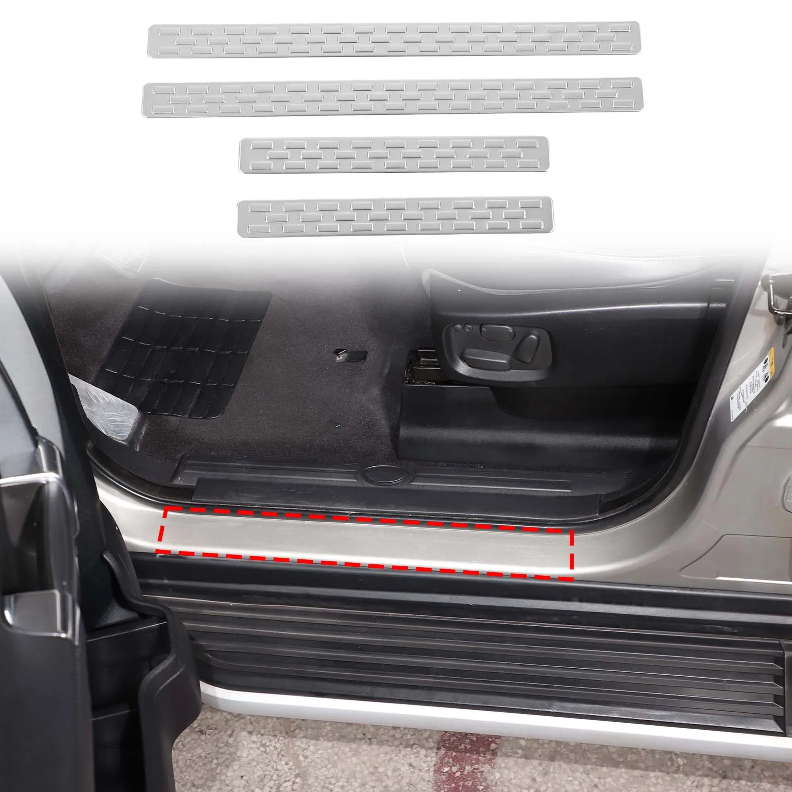 

Stainless Steel Exterior Door Sill Protectors (Raised Style) For Land Rover Discovery 4 2010 - 2016 Exterior Accessories