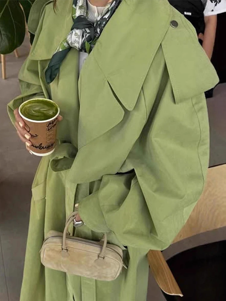 

Lace Up Jacket Coat Woman Lapel Solid Color Bubble Sleeves Jacket Female Loose Casual Coats Fashion Street Women's New Outerwear