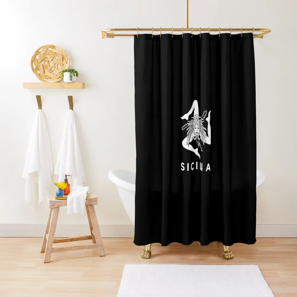 

Sicilian Pride Sicilia Sicilian Flag Trinacria Graphic Shower Curtain Toilet Accessories Bathroom Elegant Bathroom Curtain