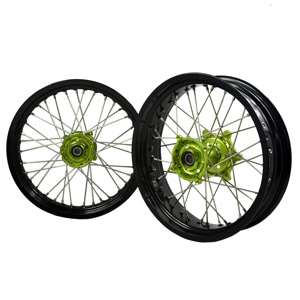 Motorcycle Accessories 17 Inch Super Motard Spoke Wheels Rims Set For KX250F KX450F