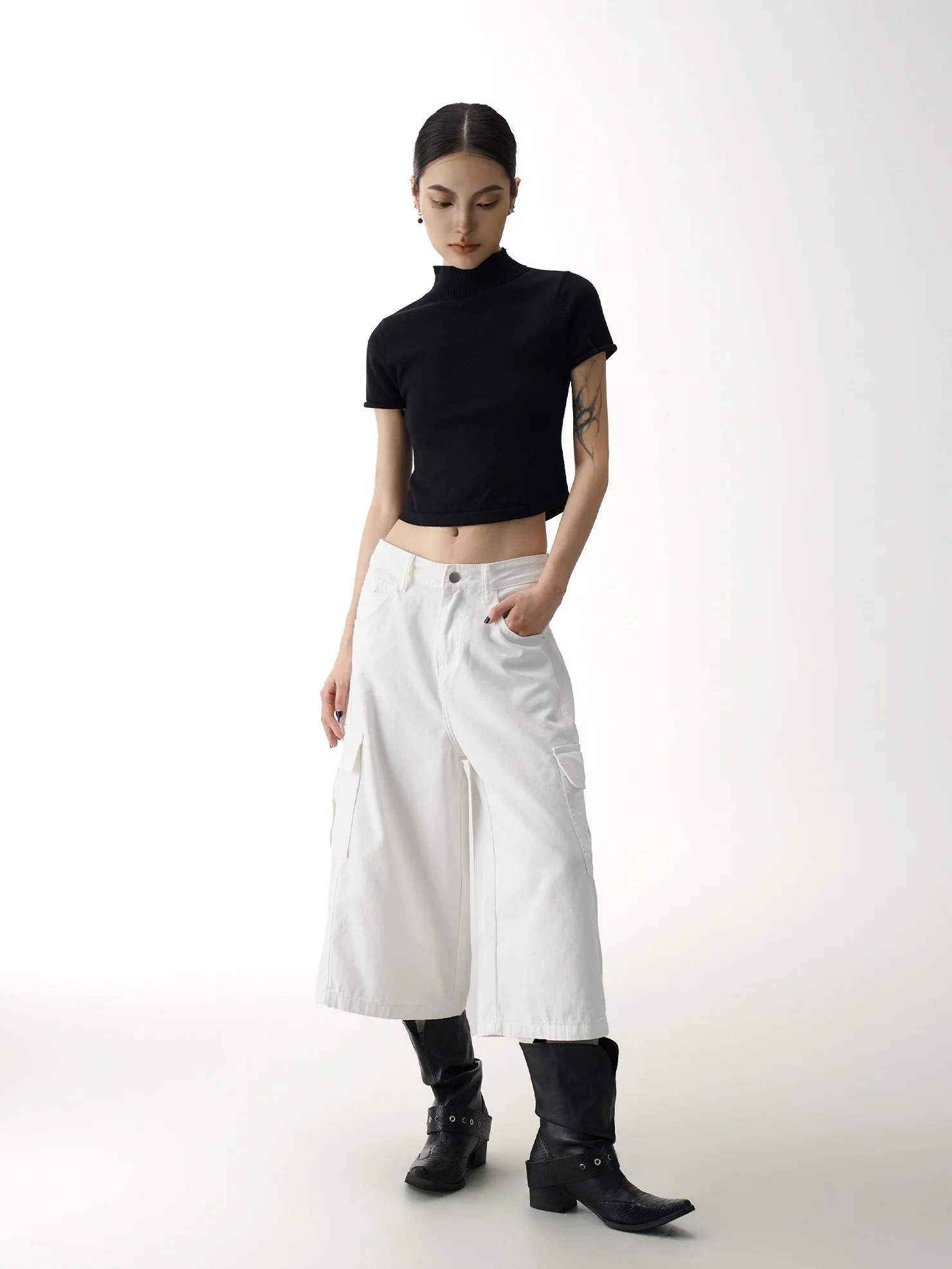 

White Casual Wide Leg Jeans Women's Summer New Style Street Loose Fit Straight Leg Casual Mid-Length Pants AGUA Brand
