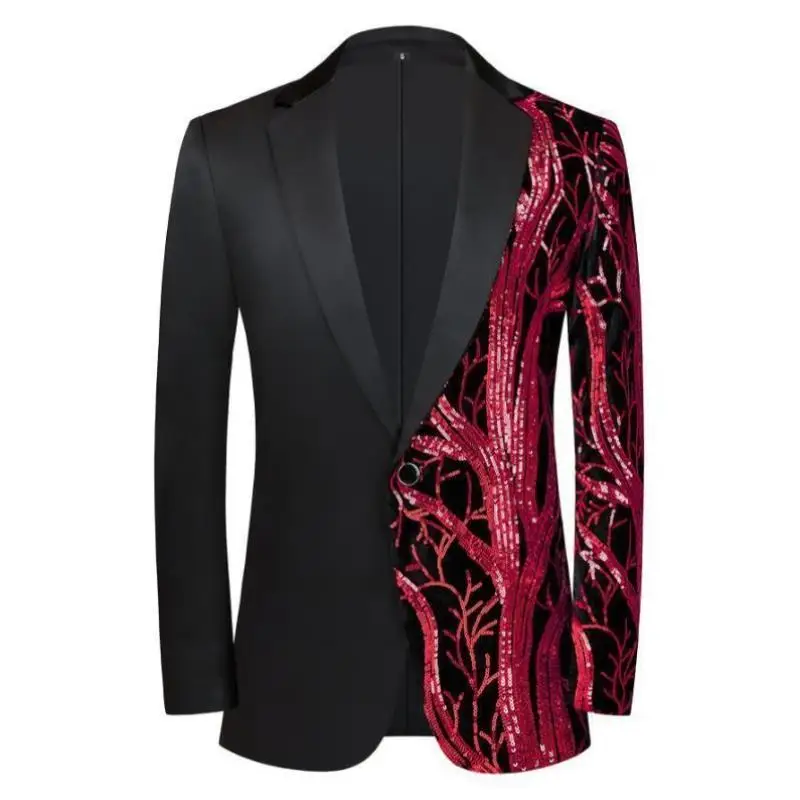 

Casual Glitter Lapel Men's Suit E 408 New Cross-Border Sle Thiened Special Wide Seven-Quarter Sve Single Button ula...