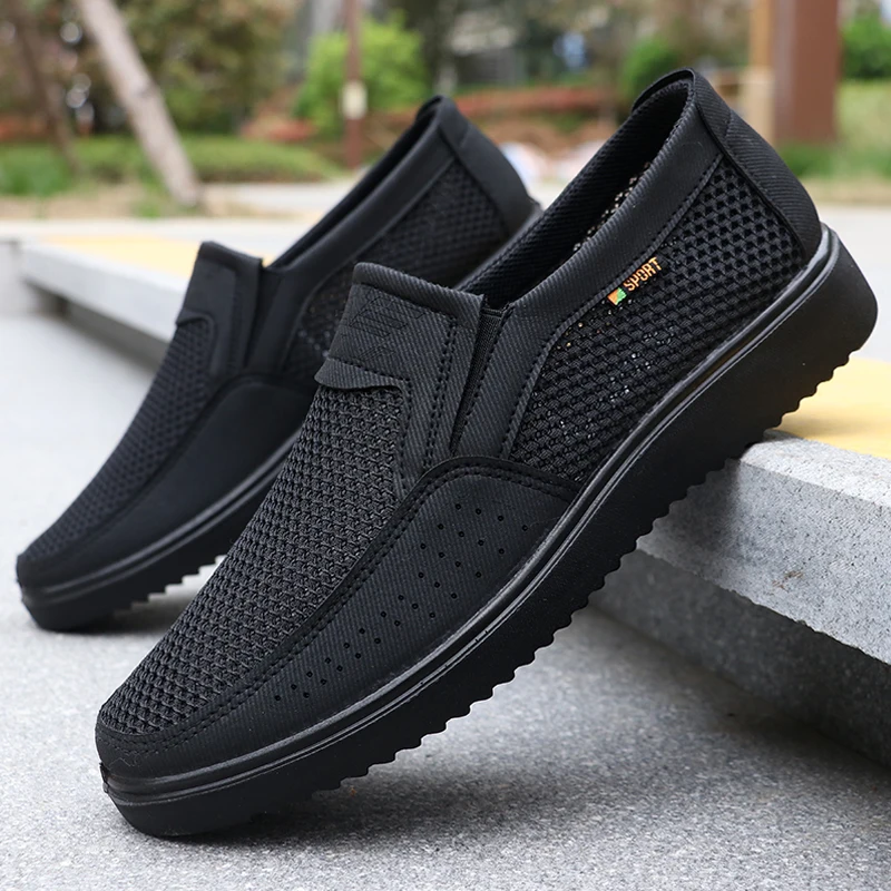 Men's Breathable Slip-On Casual Shoes - Lightweight Low-Top Walking Sneakers, Suitable for Outdoor Activities, Fishing, Parks, and Exercise, Brown Mesh Fabric, Rubber Sole, Comfortable for All Seasons, Outdoor Footwear | Low-Top Shoes | Fabric Shoe Upper