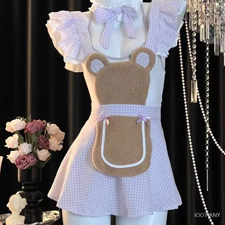 

New Arrival Bear Chef Sweet Pure Desire Style Girl Carnival Party Cosplay Cute Lace Maid Uniform Role Play Pure Desire Chef Suit