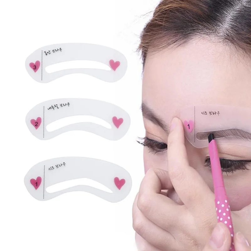 3PCS Reusable Eyebrow Stencil Set Eyebrow DIY Drawing Guide Styling Shaping Grooming Template Card Easy Makeup Kit Eyebrow Tools