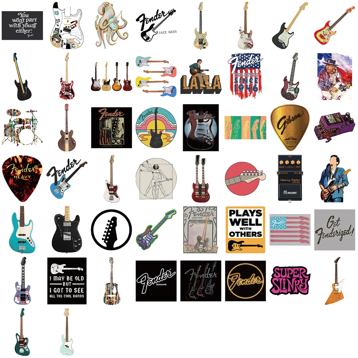 50 adesivi per chitarra, diari, laptop, bagagli, skateboard, adesivi per cartoni animati, decorazioni regalo divertenti e classiche