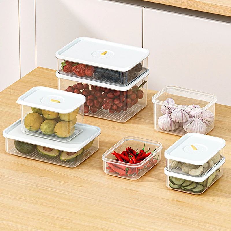 Refrigerator Sealed Fresh-Keeping Box Fruit Meat Freezing Storage Cans Kitchen Plastic Food Organizer Case Container Lunch Box