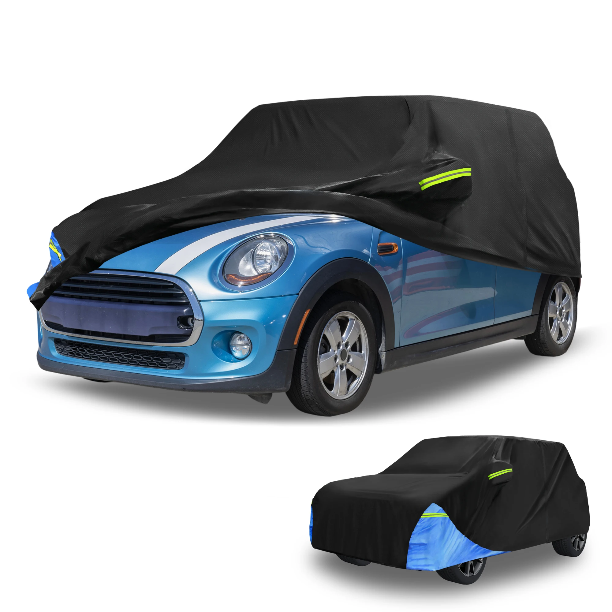 

UXCELL Waterproof Car Cover Outdoor Full Car Cover 210D Oxford Cloth with Door Zipper Protection for Mini Cooper 4DR 2014-2024