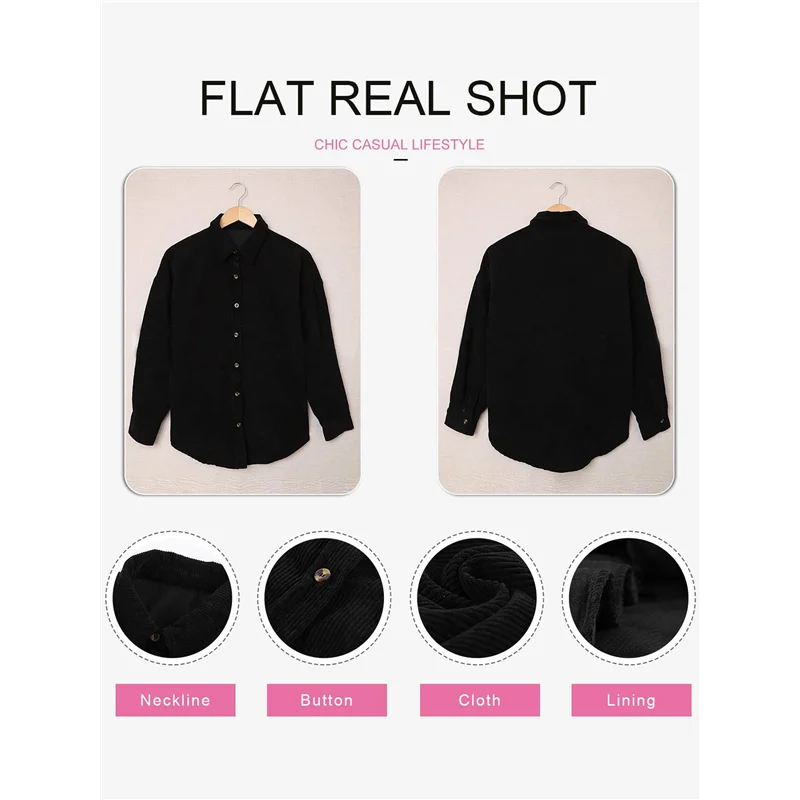 

AG-Женские вельветовые рубашки на пуговицах, блузки-бойфренды с длинными рукавами, топы