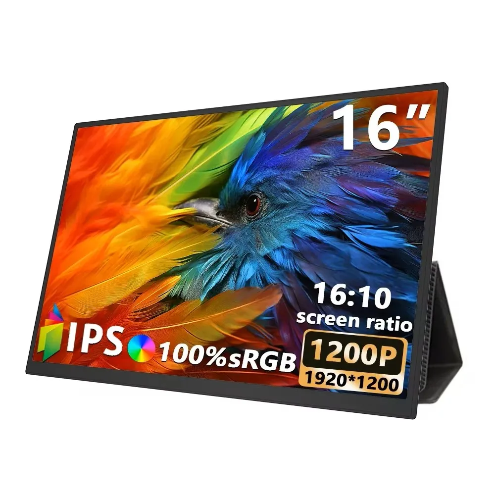 16 Inch 1200P Portable Monitor 1920x1200 16:10 HDR USB-C Second Laptop Computer Gaming Display Travel Screen for PC Mac Desktop