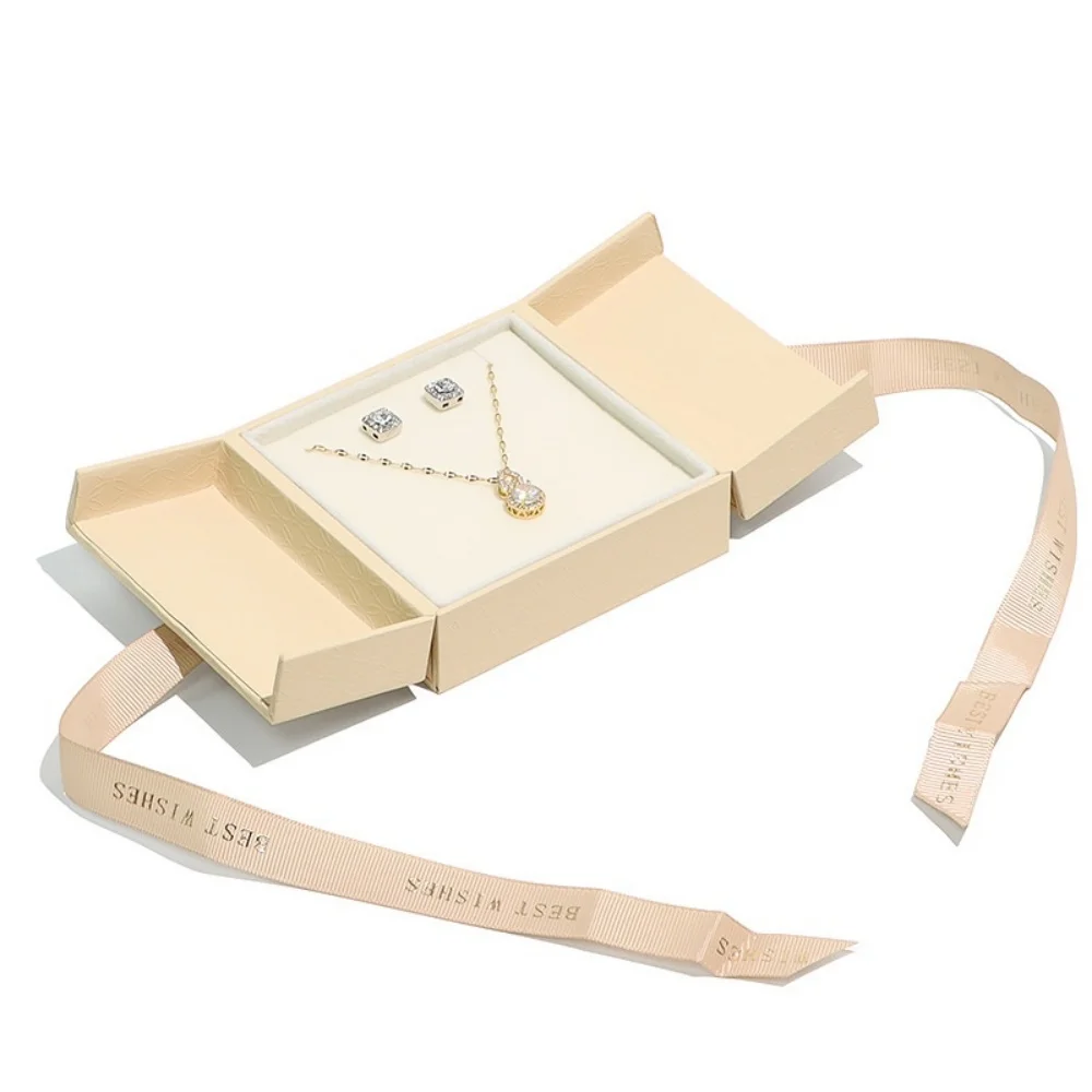 

Красная высококачественная шкатулка для драгоценностей, откидная крышка с лентой, двойная открытая подарочная коробка, ожерелье, кольцо-органайзер, чехол на День святого Валентина, День матери