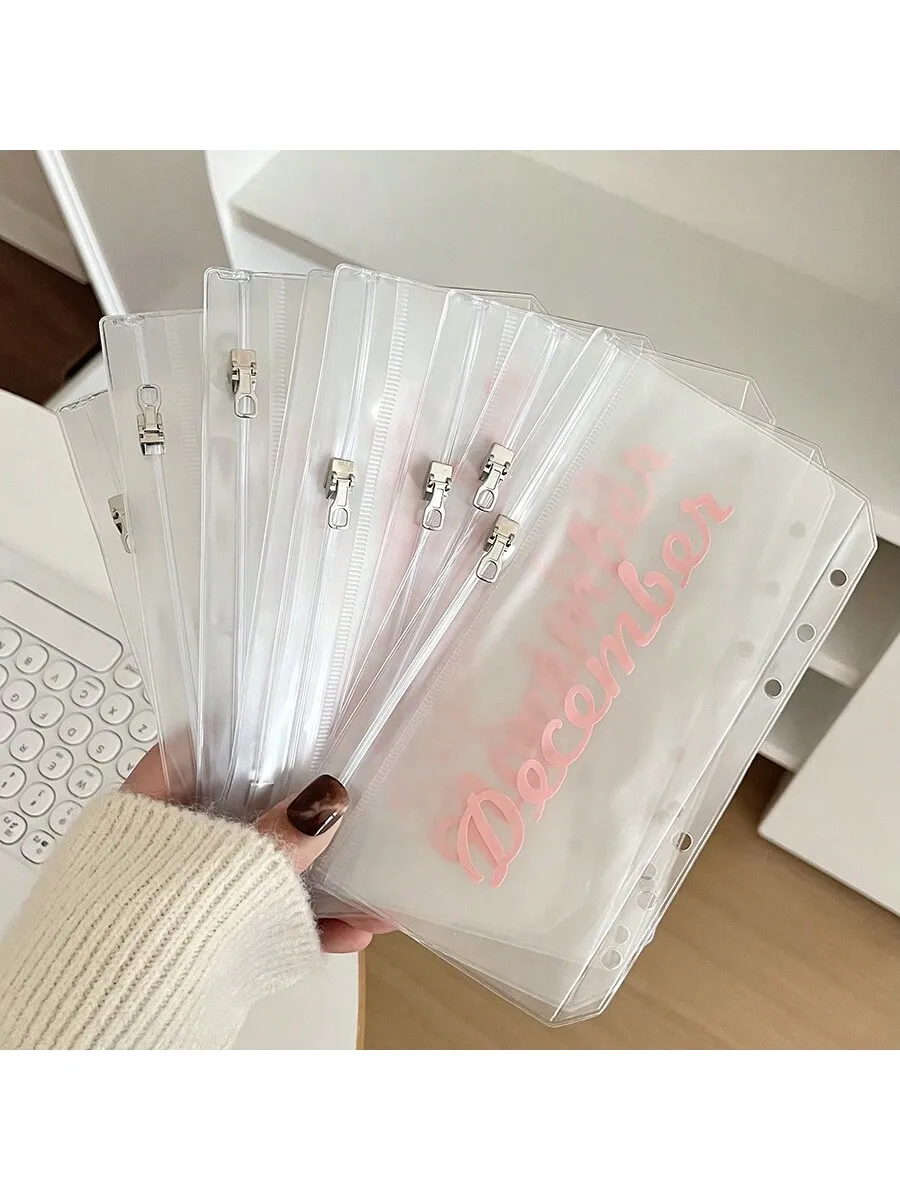 A6 Loose Leaf Monatliche Reißverschlusstasche Bargeld Budget Umschlag Binder Ticket Quittung Aufbewahrungstasche Reichtum Management Geschenkset 1 Abdeckung + 12 – Detail 2