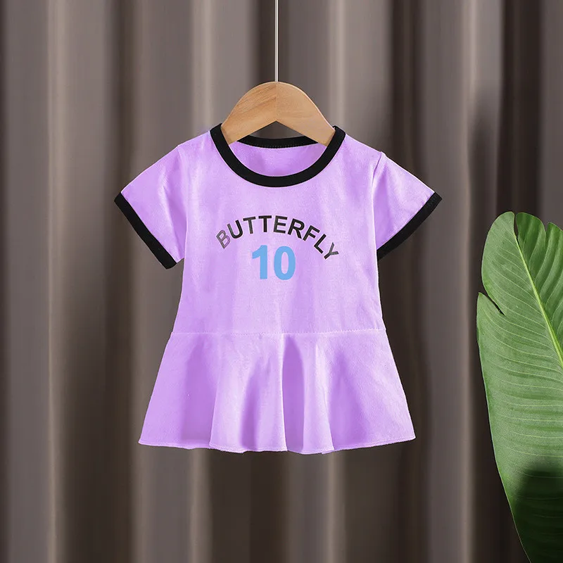 Summer Newborn Girls Short Sleeve Baby Dresses Flying Sleeve Dress Korean Cotton Infant Children\'s Clothing