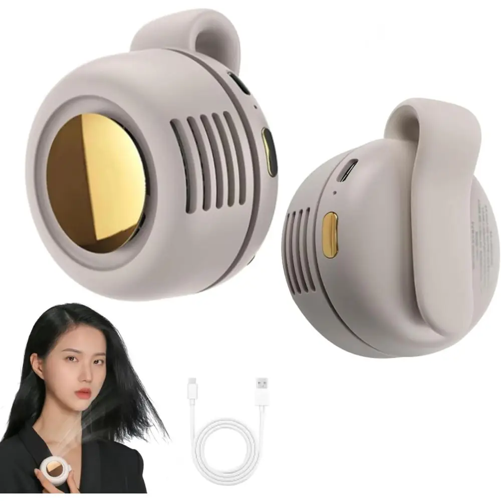 Compact Silent Mini Blade Fan Clip-On, Adjustable 3-Speed, Wearable for Outdoor, Travel, and Office Use (White)