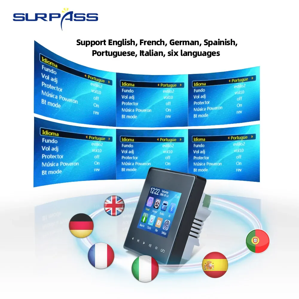 AMPLIFICADOR DE pared inteligente para el hogar, Mini Panel de Control táctil con tecla compatible con Bluetooth, Radio Fm, altavoz de techo sin marco para sala de estar