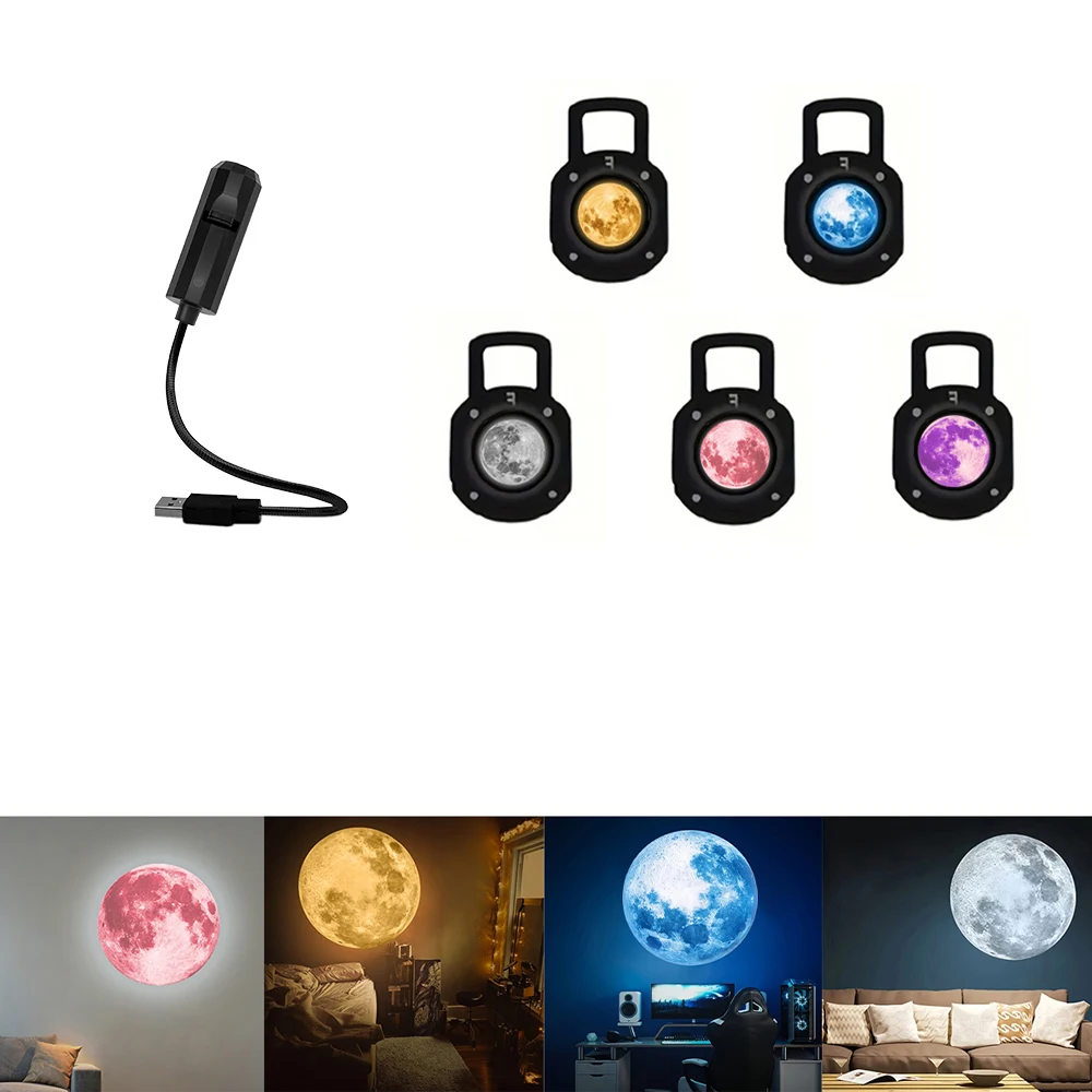 5 Lunar Atmosphere Lights, Projection Night Lights, Suitable for Ceiling and Wall Decoration, Creating a Starry Sky Atmosphere