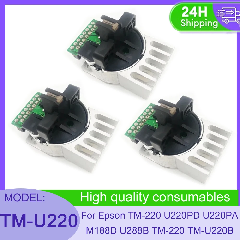3PCS Print Head TM-U220 Printhead for Epson TM-220 U220PD U220PA B M188D U288B TM-220 TM-U220B TM-U220PB Dot Matrix Printer
