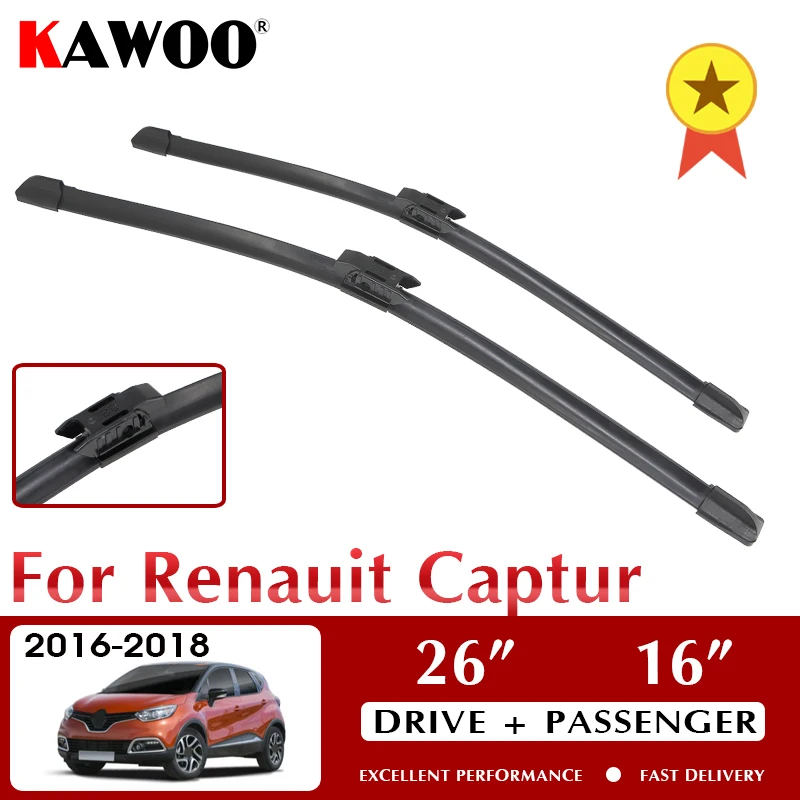 

KAWOO Wiper Car Wiper Blades For Renault Captur 2016-2018 Windshield Windscreen Front Window Accessories 26"+16" LHD RHD