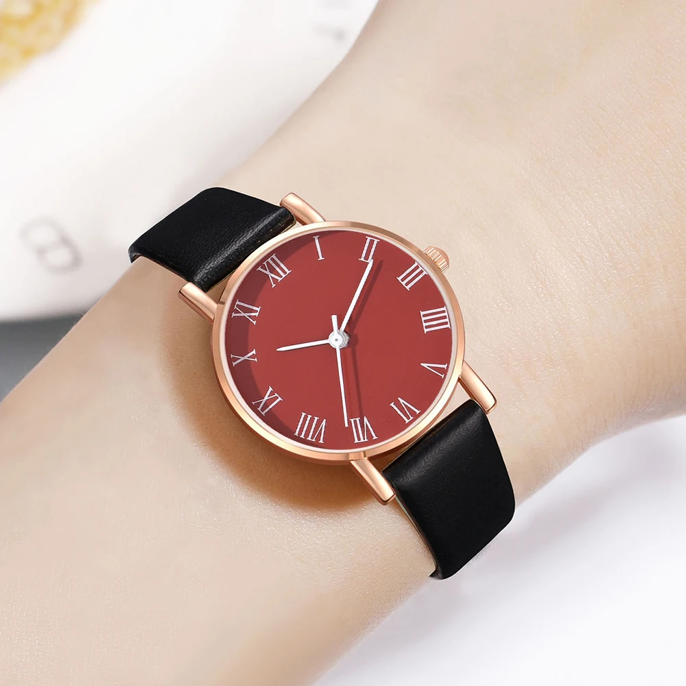 1PCS GAIETY Couple Minimalist Style Red Dial Watch Casual Fashion Quartz Watch Is The Perfect Gift For Her (No Box)