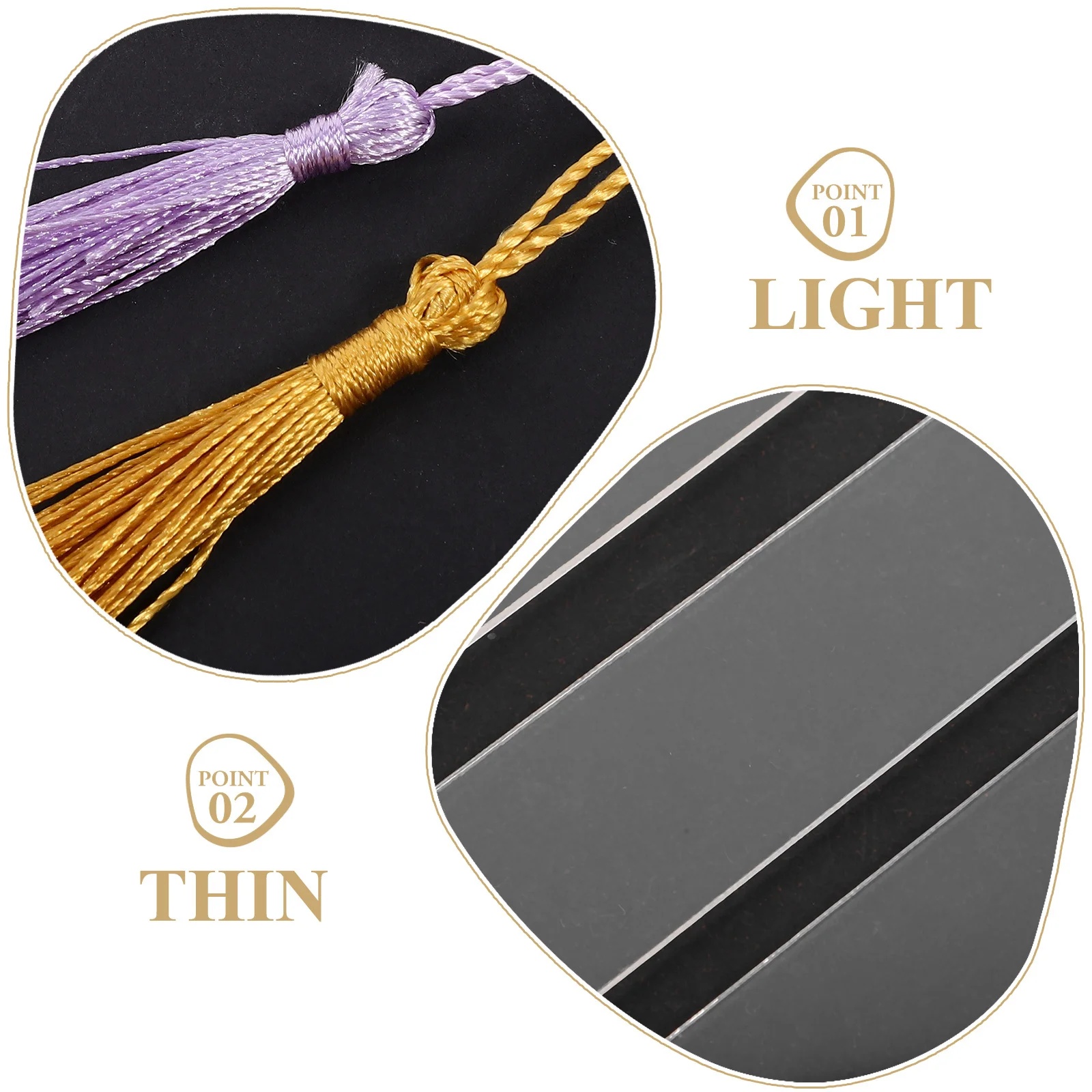 

1Set Clear Acrylic Tassels Bookmarks Blank Pendant Thin Lightweight Reading Supply DIY Book Label Decorative Page Marker