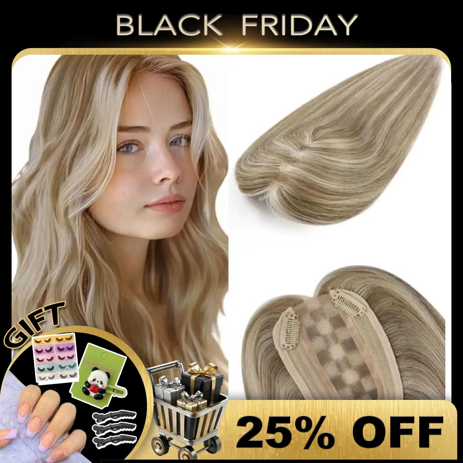 Youngsee 3*5 بوصة توبر الشعر تسليط الضوء على براون مختلط شقراء المرأة رئيس الشعر التمديد الطبيعي غير مرئية الشعر الأبيض 10-18 بوصة