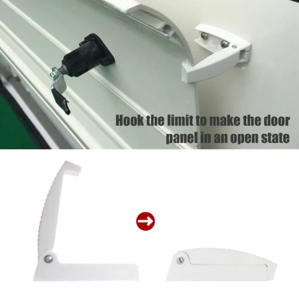 

Accessories White RV Door Catch Rounded Retention Hitches Baggage Door Clip Attachment Hook Plastic Door Clip Camper Trailer