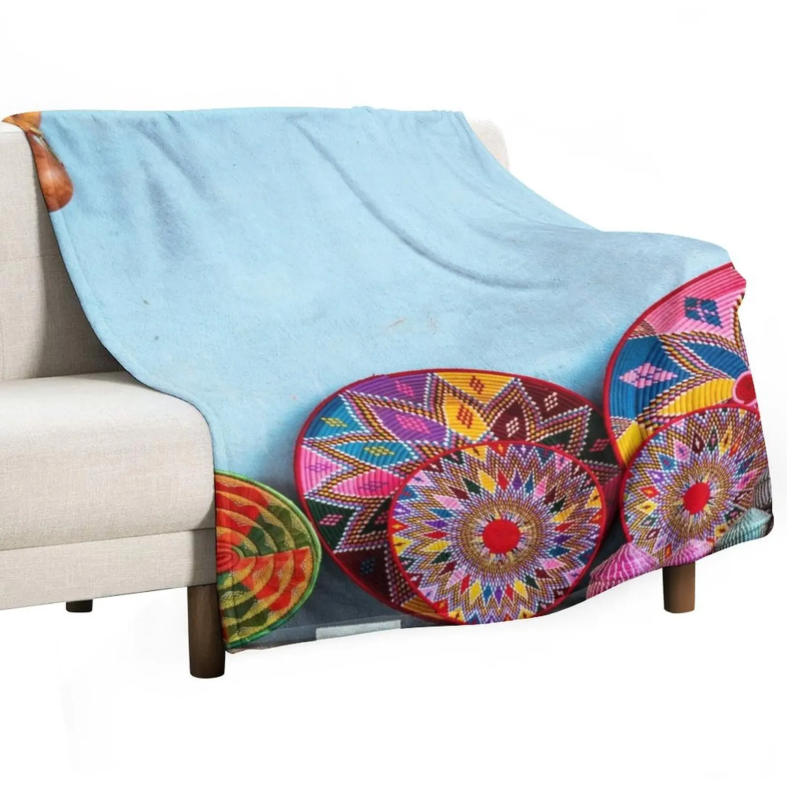 Ethiopian Utensils (Utensils of the Habesha) Throw Blanket Bed Fashionable Vintage Luxury Blankets