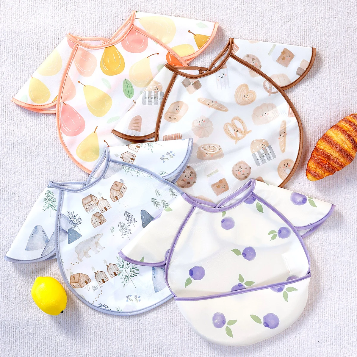 

1 Pc 100% Polyester Children's Bibs Soft Skin-Friendly Convenient Spill-Proof Drool Proof Easy to Clean for 0-3 Years Old Baby