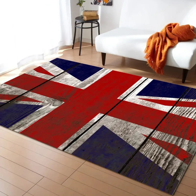 Ational Flag UK Pattern Entrance Doormat Home Hallway Floor Mat Bathroom Anti-Slip Rug Flannel Kitchen Living Room Floor Mat