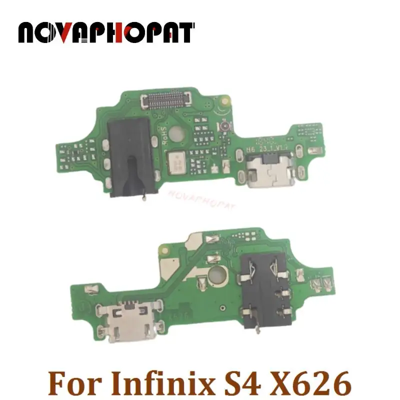Novaphopat For Infinix S4 X626 USB Dock Charger Port Plug Headphone Audio Jack Microphone MIC Flex Cable Charging Board
