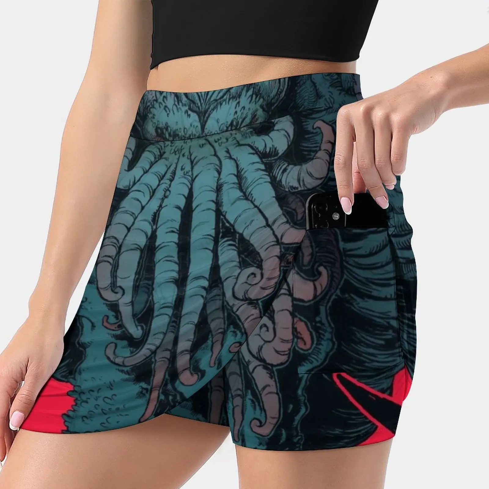 Strange Aeons Women's skirt Aesthetic skirts New Fashion Short Skirts Ink Brush Book Literature Great Old One Cthulhu Rlyeh