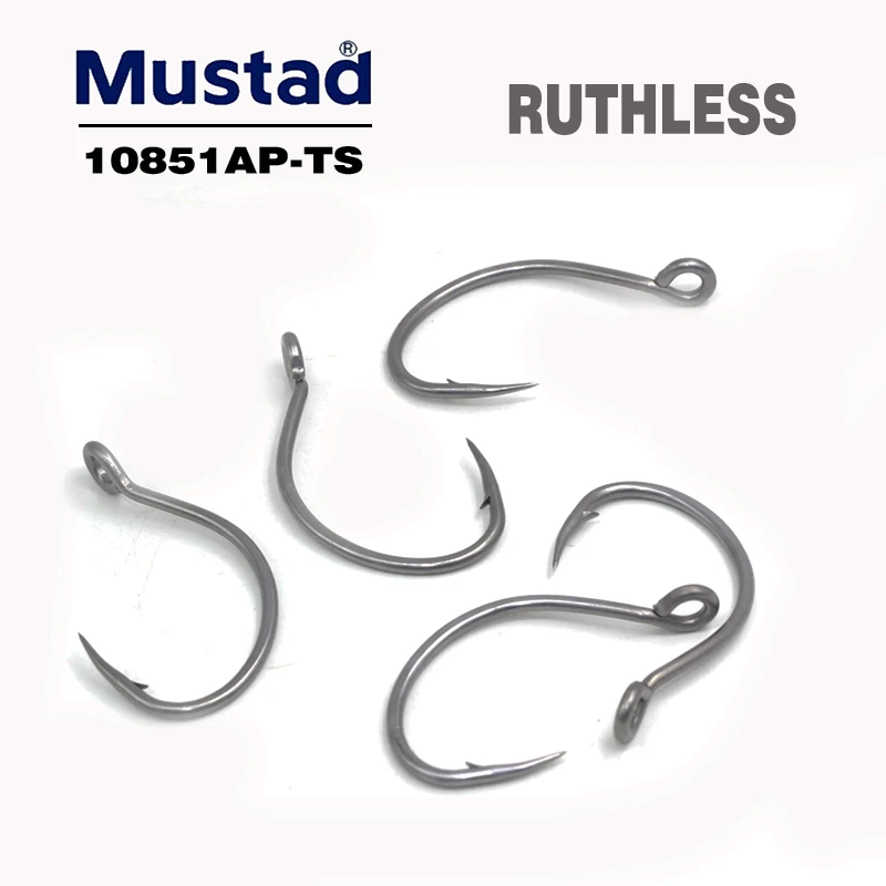 2024 New MUSTAD Slow Shake Single Hook 10851AP-TS, Hook Ring, Super Rust Resistant, 1x Reinforced, Outdoor Fishing