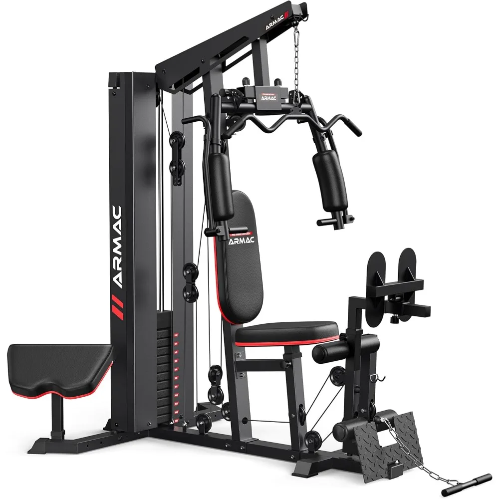 

Home Gym, Multifunctional Home Gym Equipment for Leg Press, 150LBS Weight Stack Machine