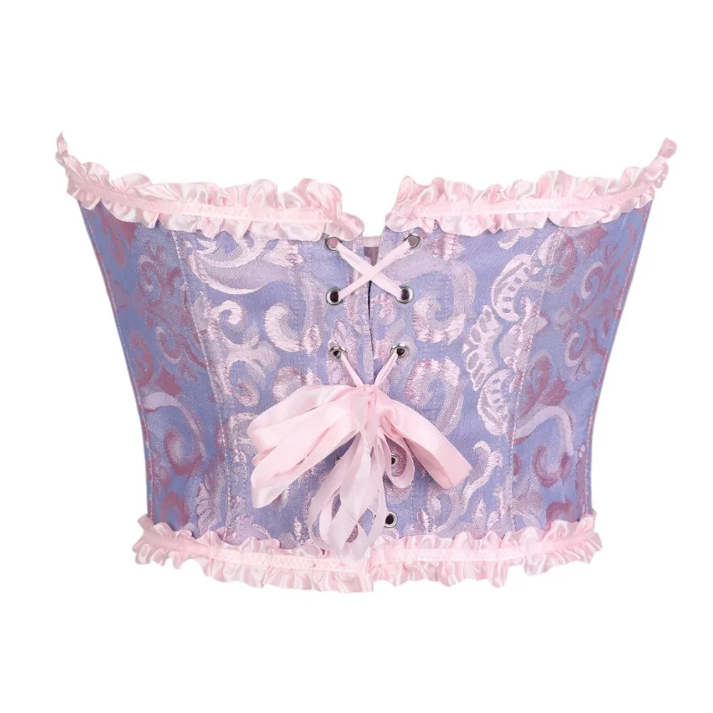 المرأة القوطية الدانتيل يصل مشد البنطال القصير الجاكار overالصدر بوستير الفيكتوري مثير الأزهار الملابس الداخلية الباسك زي #3