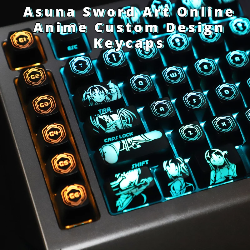 

Asuna Sword Art Online Anime Custom Design Keycaps for Corsair Razer Cherry ROG Mechanical Keyboard SWS Keycap DIY Best Material