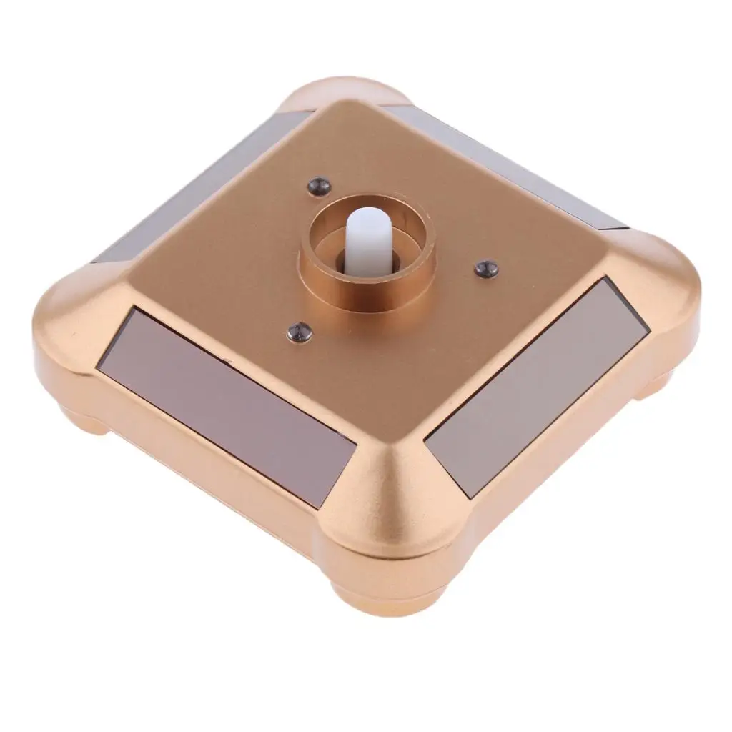 360 Degree Revolving Display Stand with Solar Power and LED Lighting Silent Turntable for Watches Jewelry Phones Display