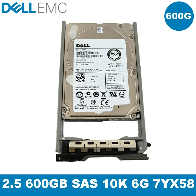 Original DELL New Savvio 10K.6 07YX58 with 8FKXC ST600MM0006 600GB 10000 RPM 64MB 7YX58 SAS 6Gb/s 2.5 Server HDD 7YX58