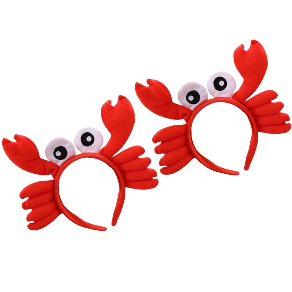 

2 Pcs Hair Bands Big Eyes Crab Headband Animal Hoop Adults Skin Care Costume Accessories Party Decor Decorative Red Headbands