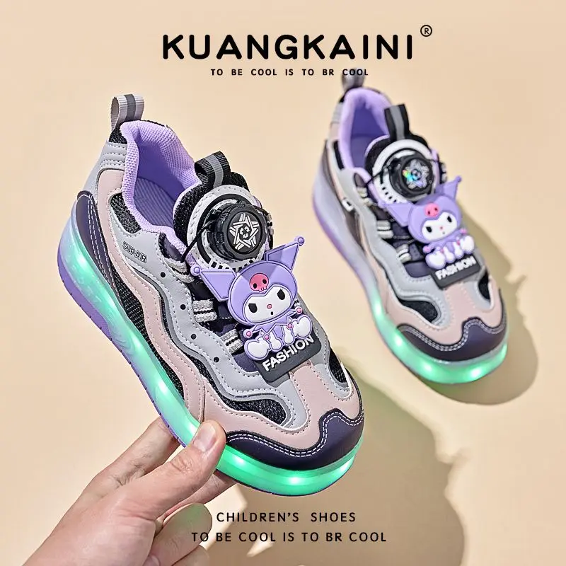 Kawaii Sanrios Anime Kuromi Sneakers Spring Autumn Waterproof Breathable Soft Sole Antiskid Outdoor Leisure Shoes Girl Gift