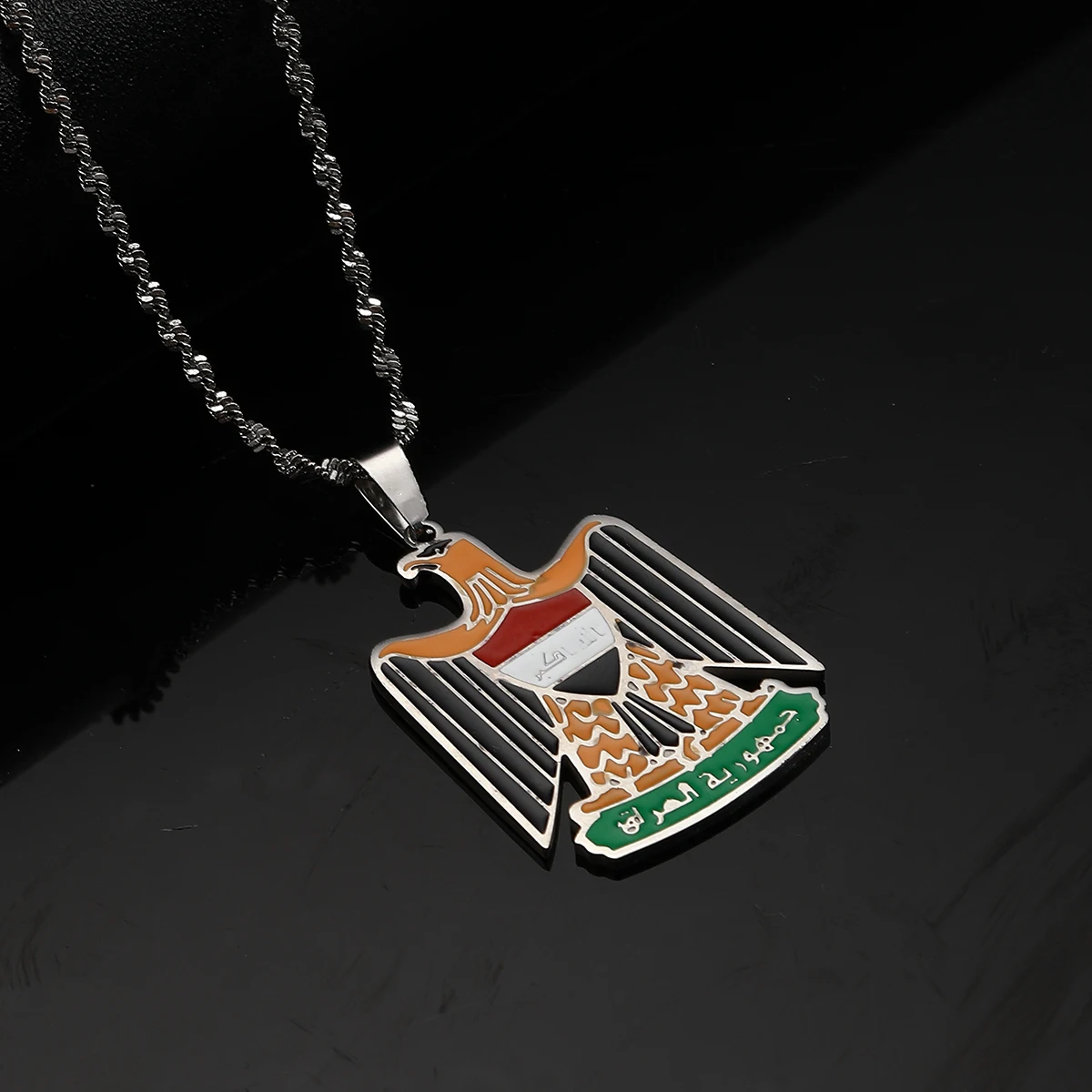 Stainless Steel Republic Of Iraq Pendant Necklaces Jewelry Charms Iraqi Chain Necklace