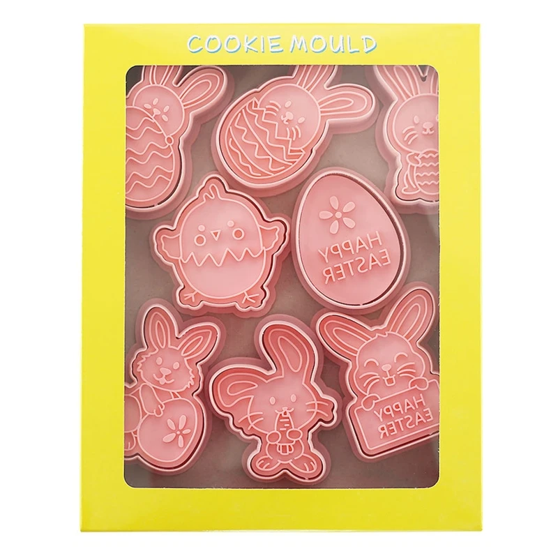 

8-Piece Plastic Biscuit Moulds Cookie Cutters Biscuit Stamps Cookie Mold Biscuit Cutter Cookie Stamp Easter Theme Dropship