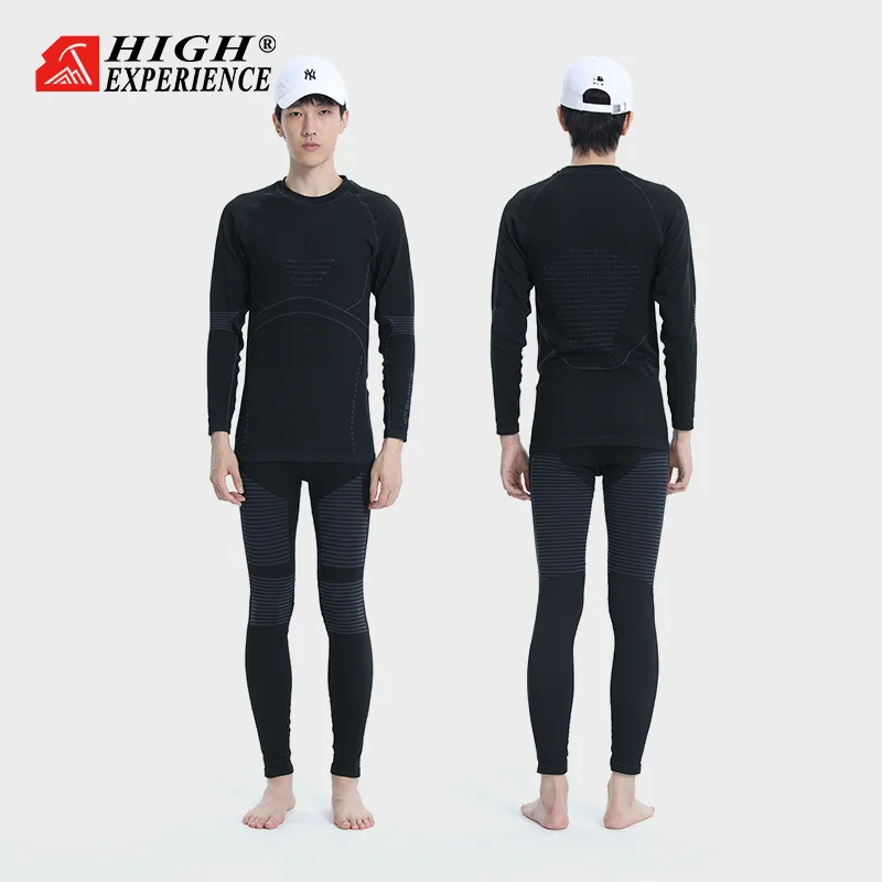 HIGH EXPERIENCE Men Women Ski Thermal Underwear Sets Quick Dry Functional Compression Tracksuit Tight Snowboarding Tops  Pants