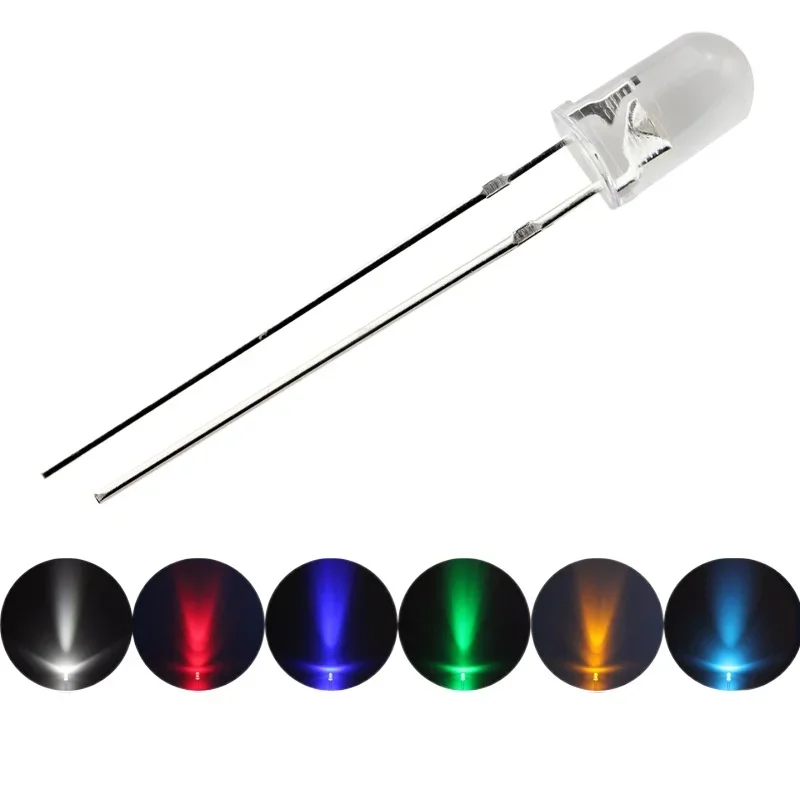 

Led Diode 12V Round 5mm Diode Emitting Bulb Modules Super Bright Water Clear Green Red White Yellow Blue for Flashlight