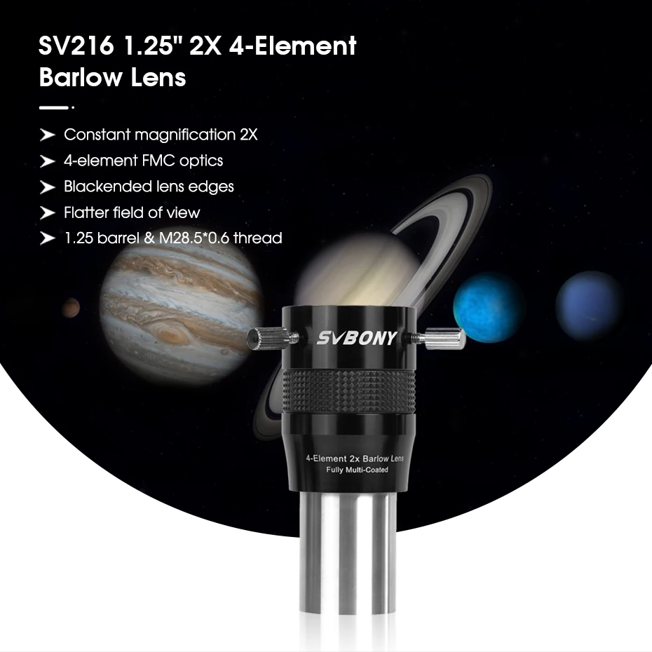 SVbony Zoom-Okular und 2X 4-Element Barlow-Linsenkombination SV245+SV216 für Planetenbeobachtung – Detail 14